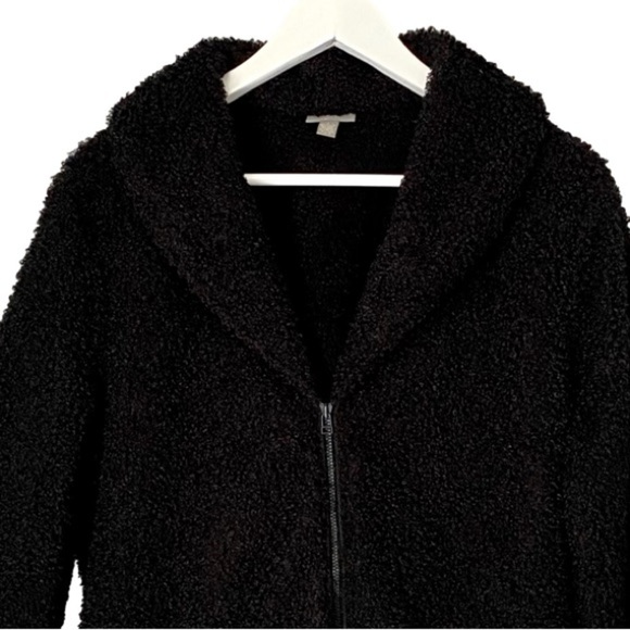 J. JILL Jacket Plush Teddy Fleece Zipper Black Long Sleeve Women's Size… - Picture 3 of 15